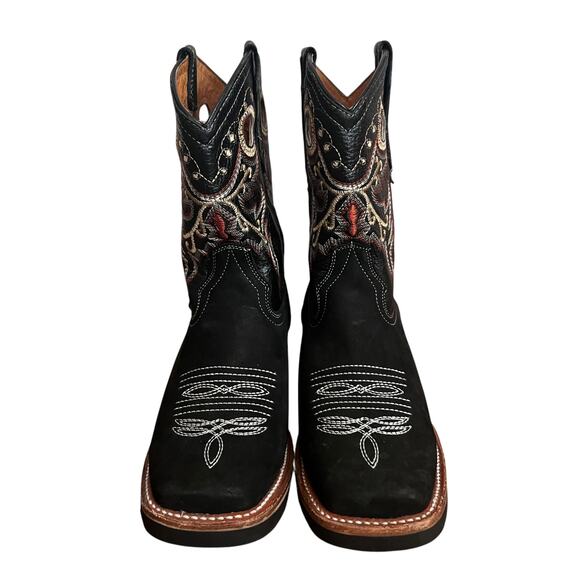 La Sierra Leather Square Toe Embroidered Western Boots Size 8 - Picture 3 of 14